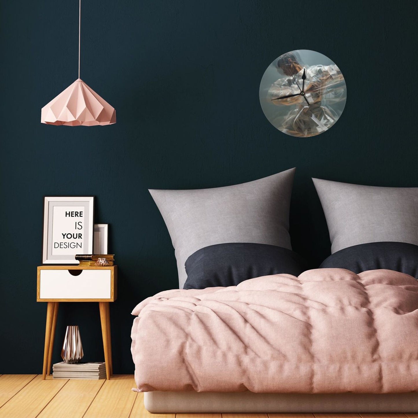 Artistic Dynamic Martial Arts Figure Round Wall Clock, Silent Decorative Clock for Living Room & Bedroom (Diameter 25cm)