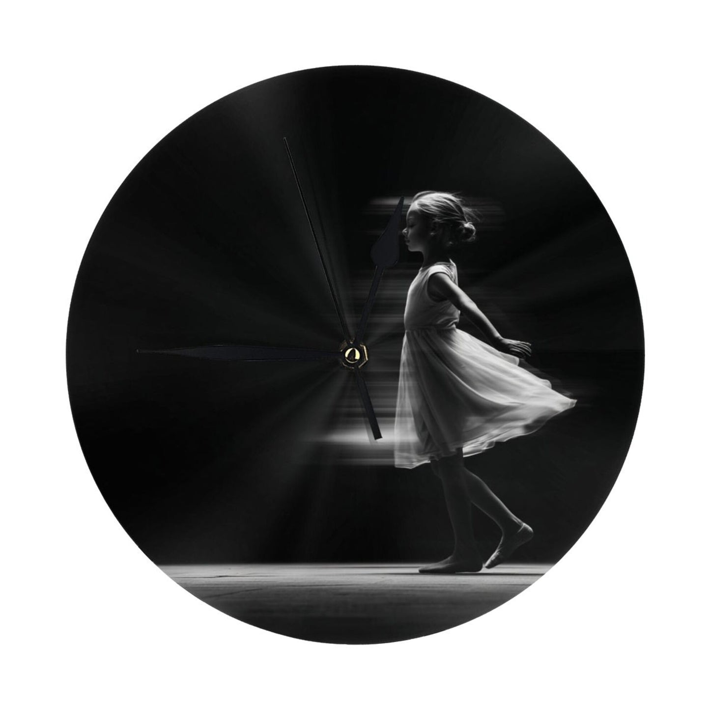 Artistic Photography - Style Dancing Girl Round Wall Clock, Silent Decorative Clock for Living Room & Bedroom (Diameter 25cm)