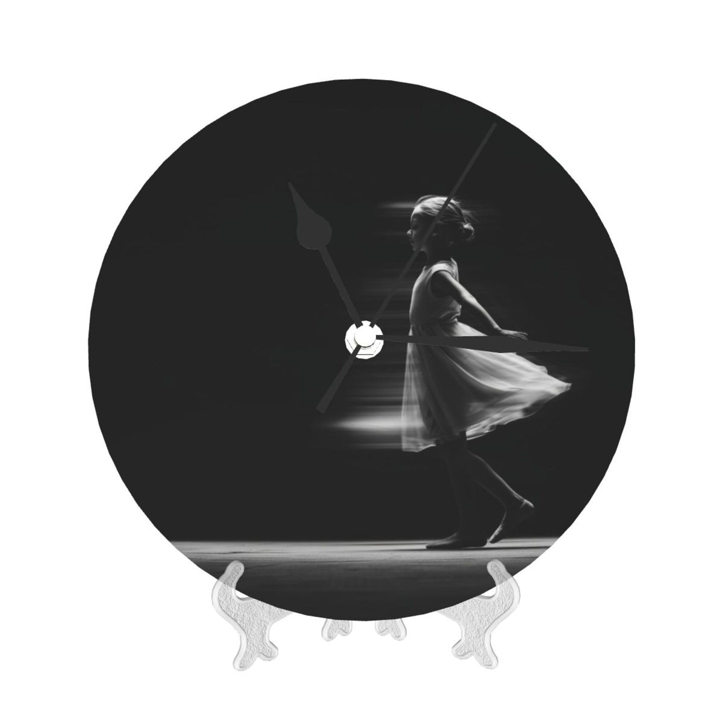 Artistic Photography - Style Dancing Girl Round Wall Clock, Silent Decorative Clock for Living Room & Bedroom (Diameter 25cm)