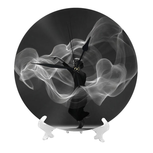 Round Wall Clock with Artistic Abstract Dancer Scene, Creative Silent Decorative Clock for Living Room & Study (Diameter 25cm)