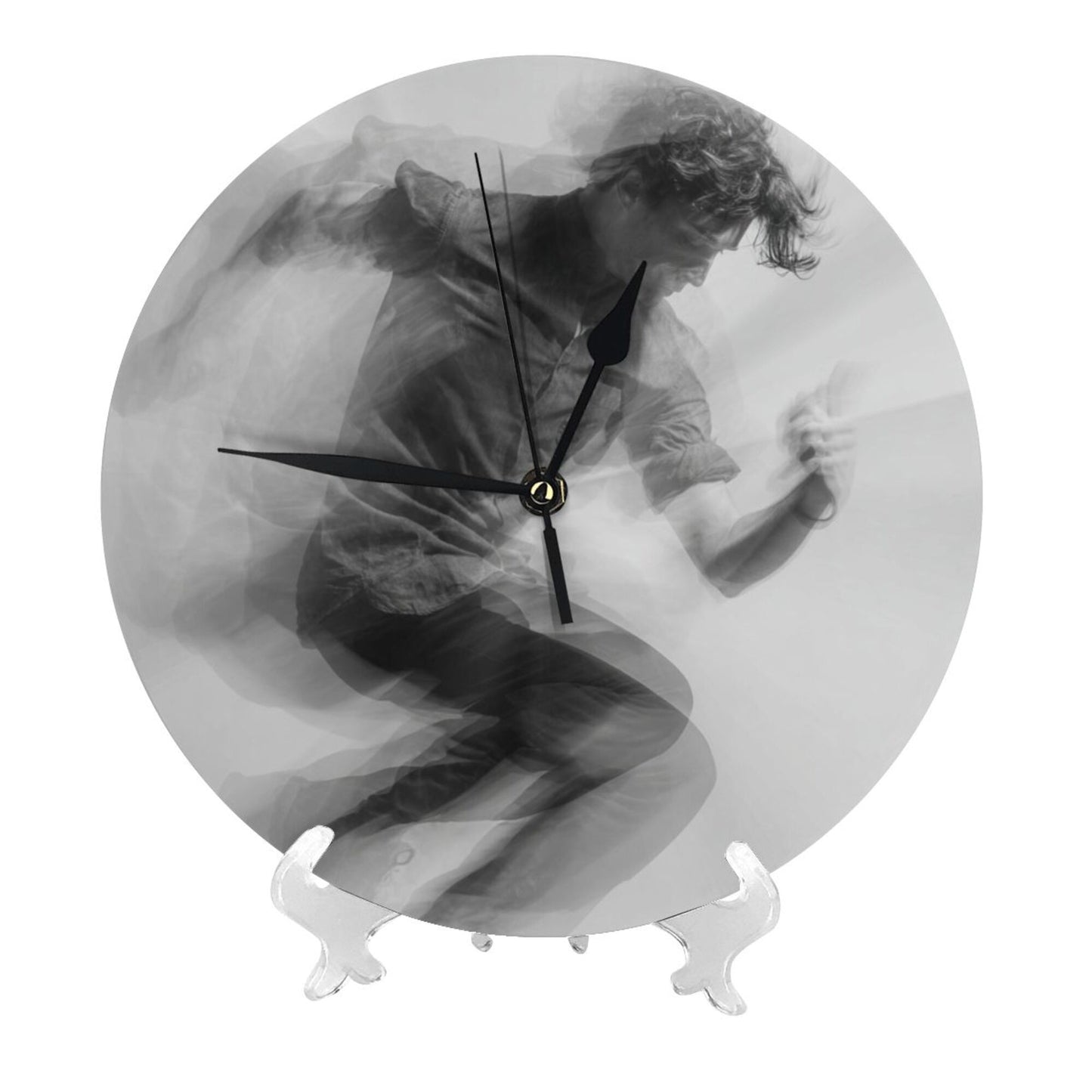 Round Wall Clock with Dynamic Portrait Art Scene, Creative Silent Decorative Clock for Living Room & Study (Diameter 25cm)