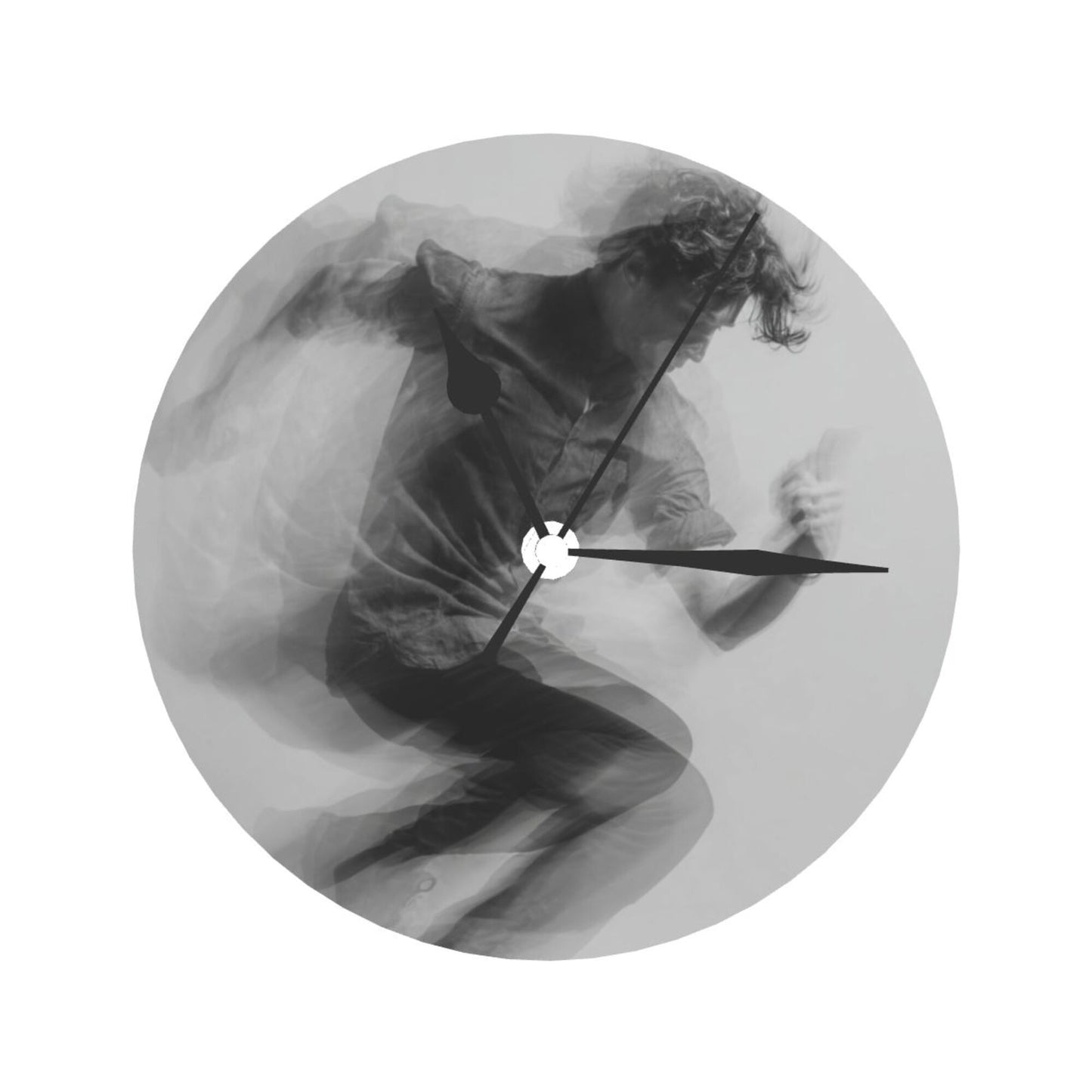 Round Wall Clock with Dynamic Portrait Art Scene, Creative Silent Decorative Clock for Living Room & Study (Diameter 25cm)