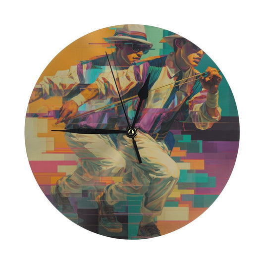 Round Wall Clock with Cyberpunk - Style Character Dynamic Scene, Creative Silent Decorative Clock for Living Room & Study (Diameter 25cm)