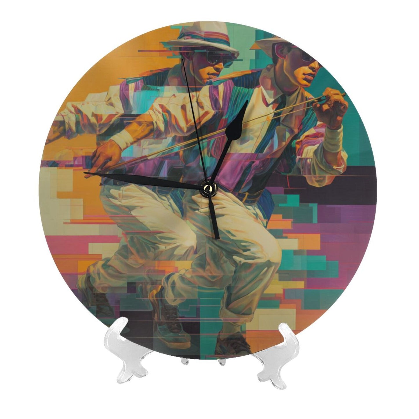 Round Wall Clock with Cyberpunk - Style Character Dynamic Scene, Creative Silent Decorative Clock for Living Room & Study (Diameter 25cm)