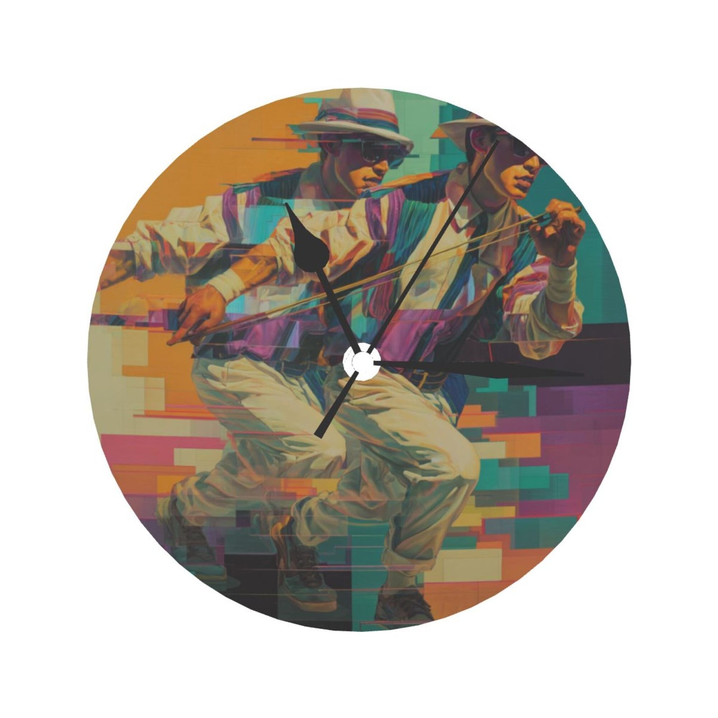 Round Wall Clock with Cyberpunk - Style Character Dynamic Scene, Creative Silent Decorative Clock for Living Room & Study (Diameter 25cm)