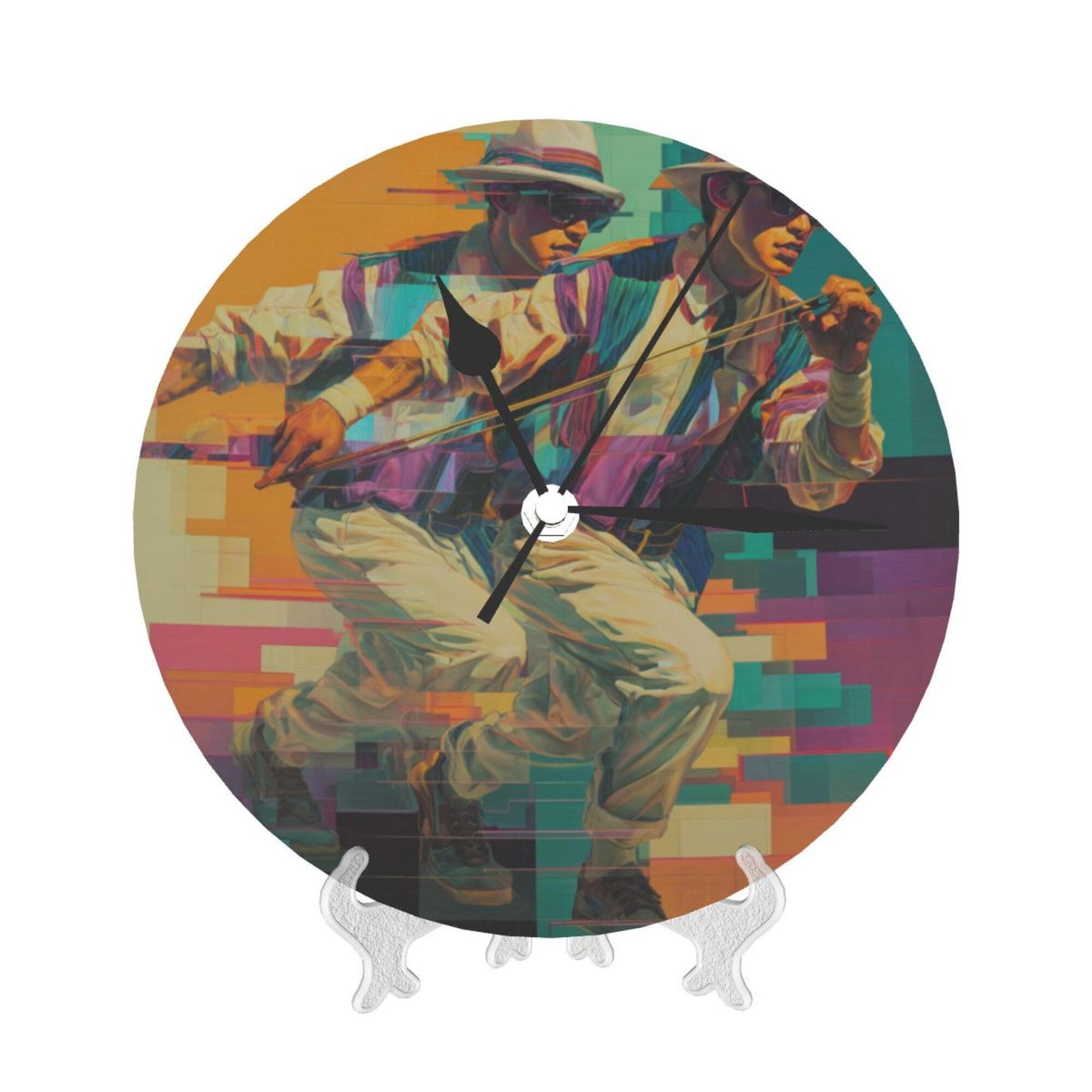 Round Wall Clock with Cyberpunk - Style Character Dynamic Scene, Creative Silent Decorative Clock for Living Room & Study (Diameter 25cm)