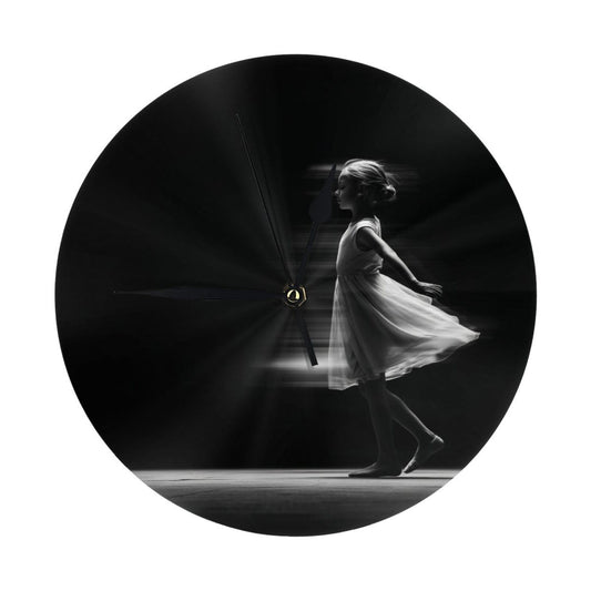 Artistic Photography - Style Dancing Girl Round Wall Clock, Silent Decorative Clock for Living Room & Bedroom (Diameter 25cm)