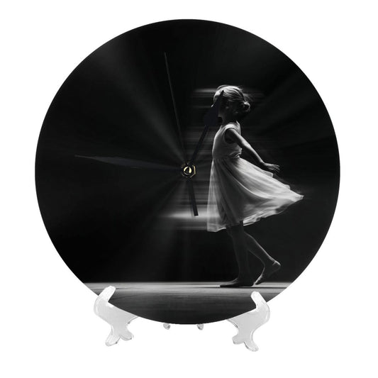 Artistic Photography - Style Dancing Girl Round Wall Clock, Silent Decorative Clock for Living Room & Bedroom (Diameter 25cm)