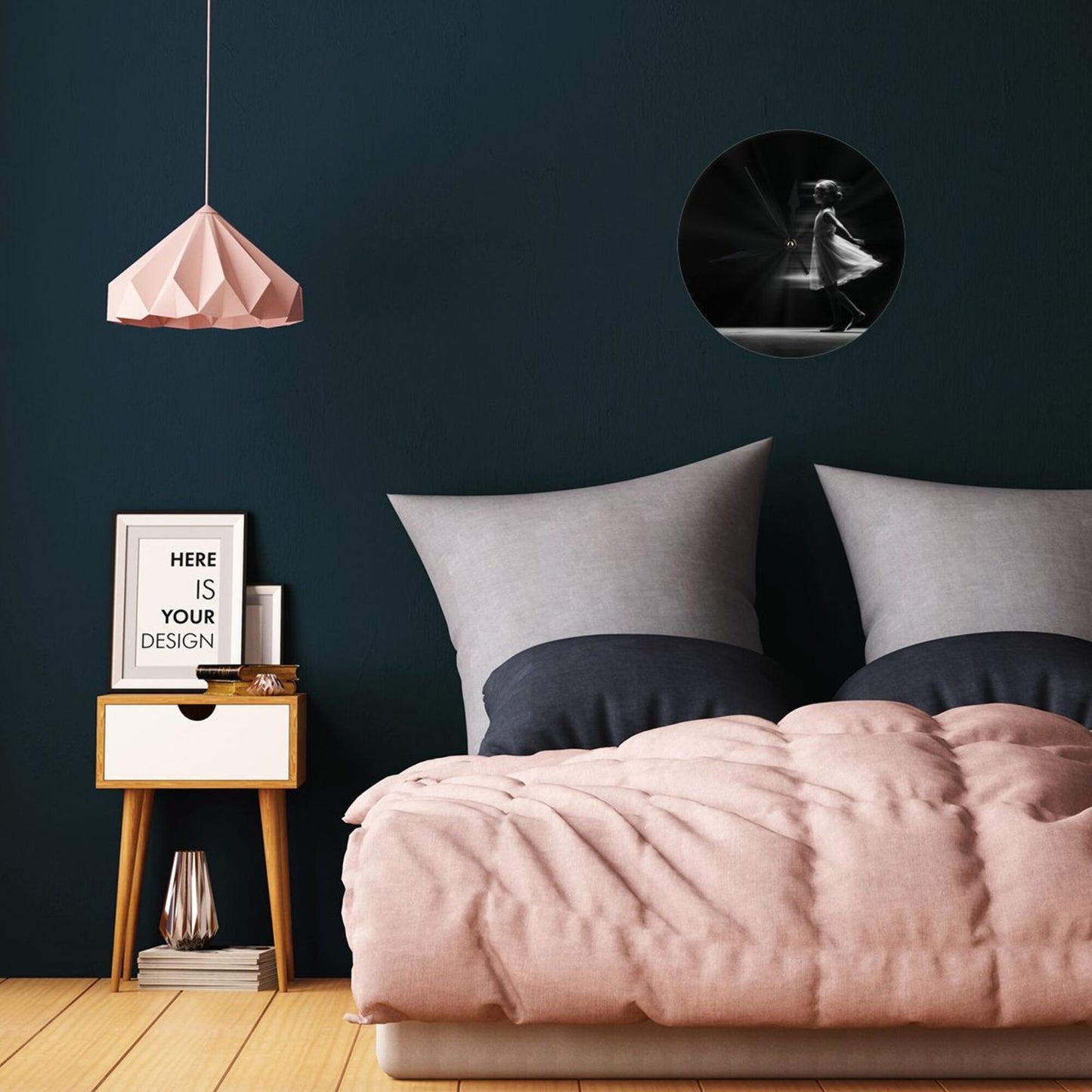 Artistic Photography - Style Dancing Girl Round Wall Clock, Silent Decorative Clock for Living Room & Bedroom (Diameter 25cm)