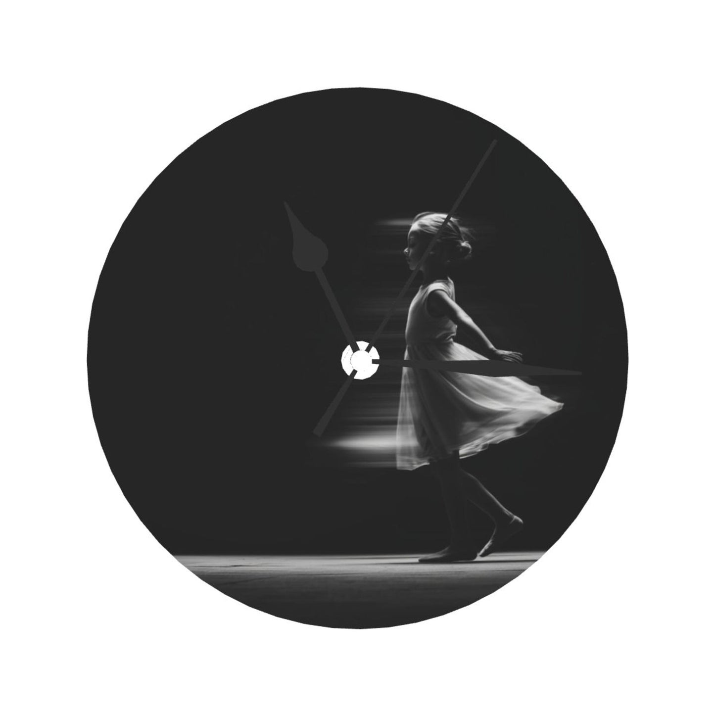 Artistic Photography - Style Dancing Girl Round Wall Clock, Silent Decorative Clock for Living Room & Bedroom (Diameter 25cm)