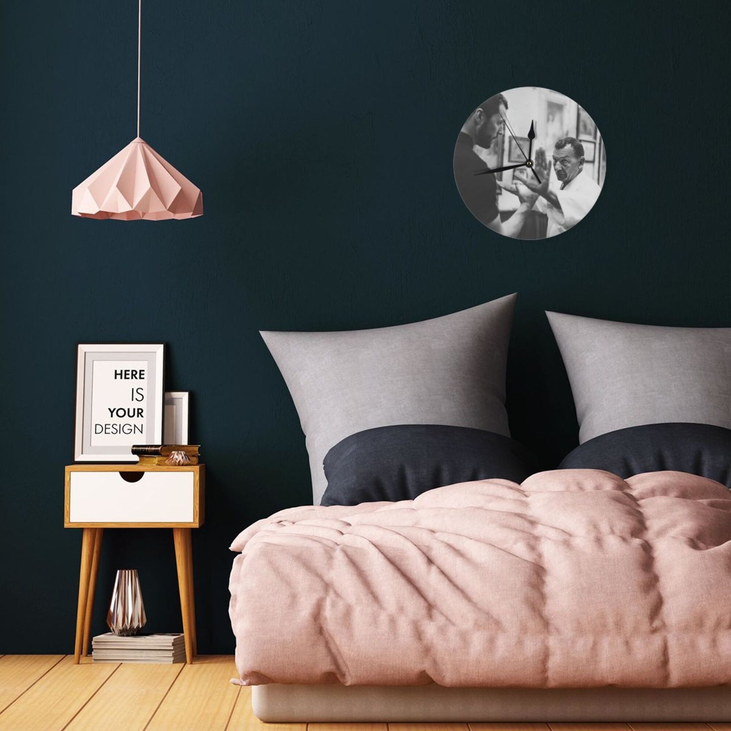 Round Wall Clock with Martial Arts Sparring Scene, Silent Decorative Clock for Living Room & Study (Diameter 25cm)