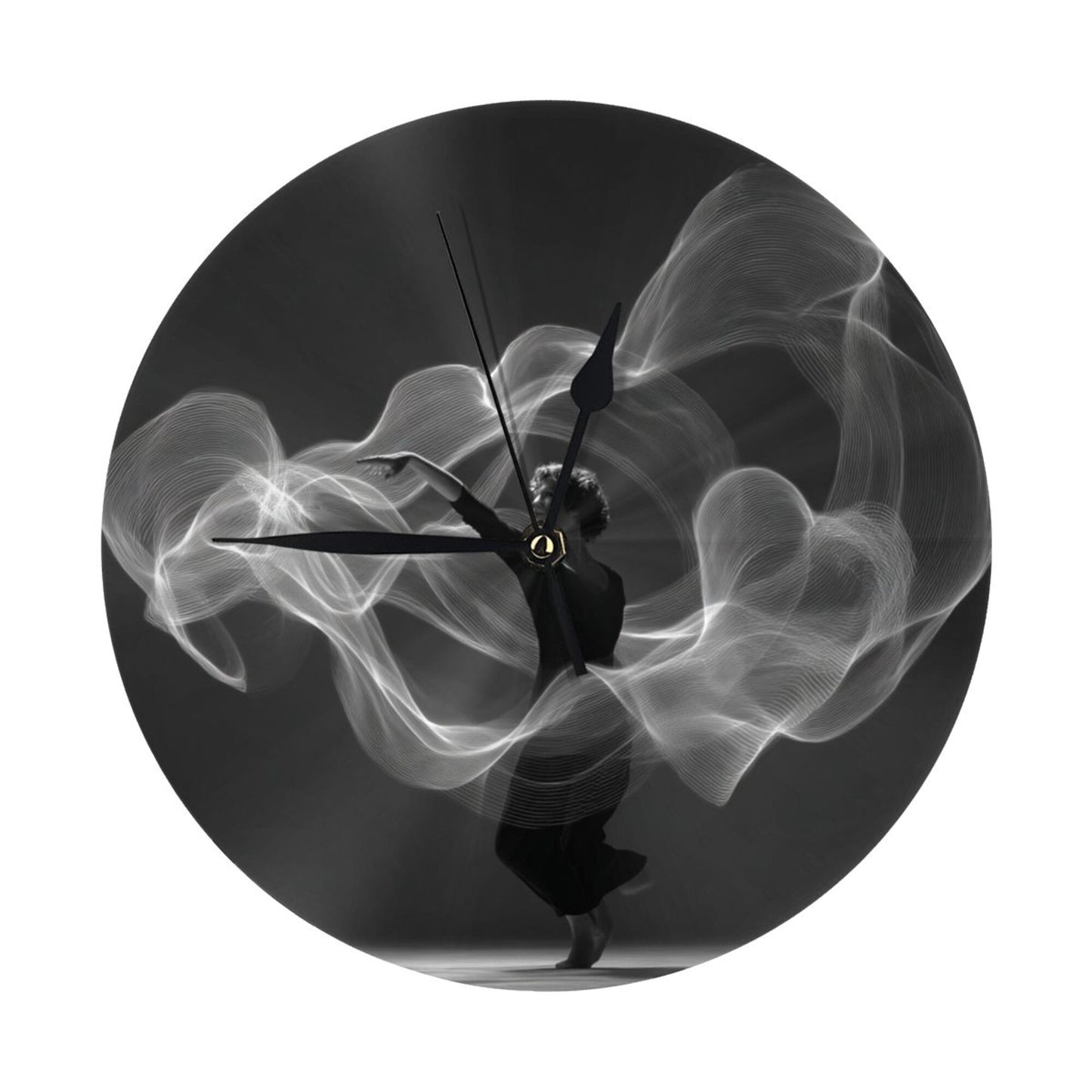 Round Wall Clock with Artistic Abstract Dancer Scene, Creative Silent Decorative Clock for Living Room & Study (Diameter 25cm)