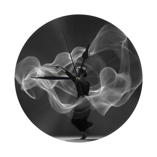 Round Wall Clock with Artistic Abstract Dancer Scene, Creative Silent Decorative Clock for Living Room & Study (Diameter 25cm)