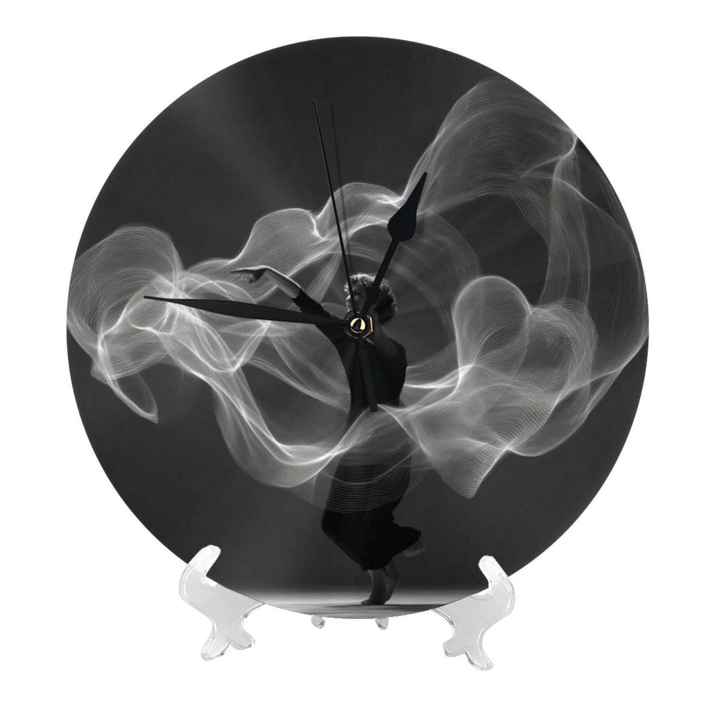 Round Wall Clock with Artistic Abstract Dancer Scene, Creative Silent Decorative Clock for Living Room & Study (Diameter 25cm)
