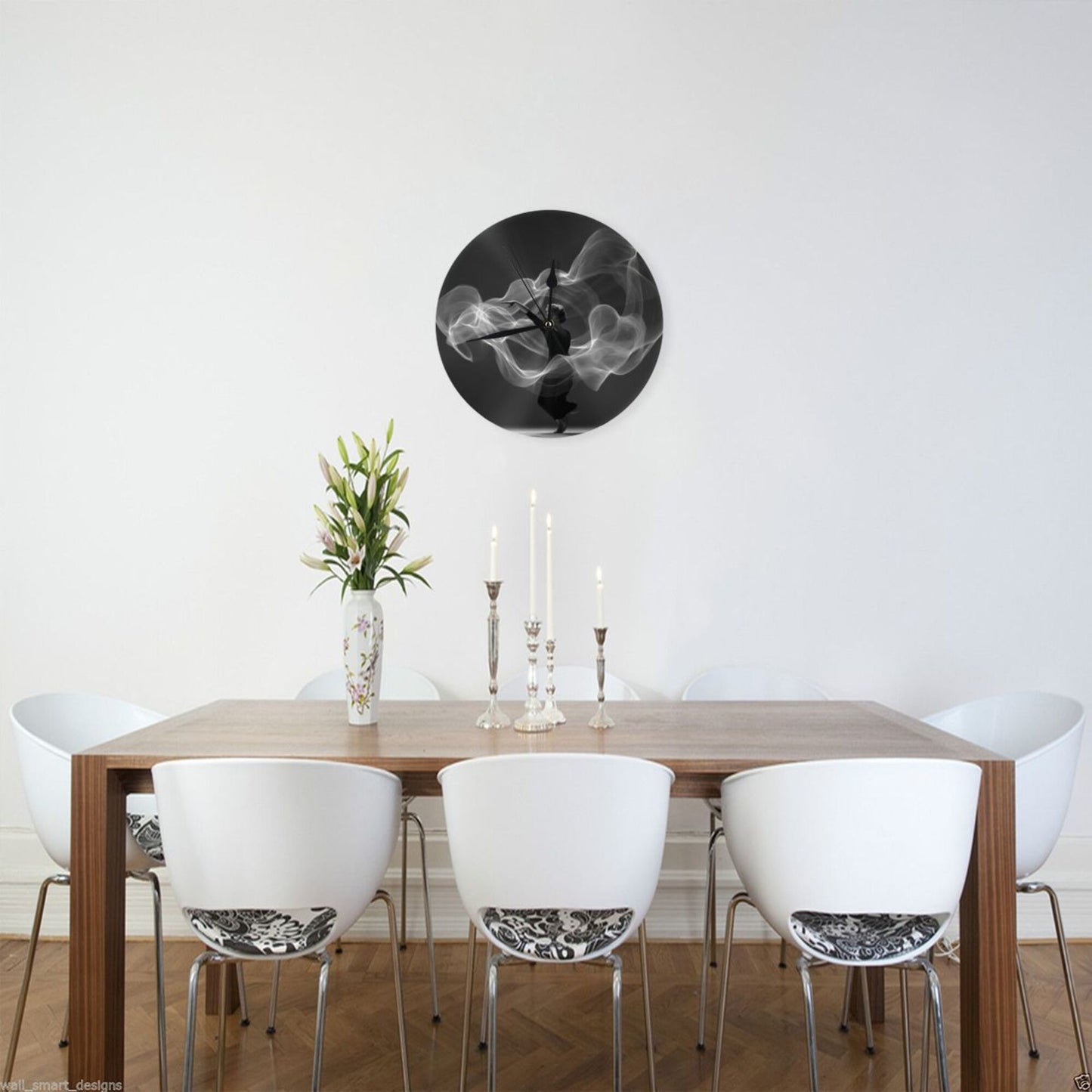 Round Wall Clock with Artistic Abstract Dancer Scene, Creative Silent Decorative Clock for Living Room & Study (Diameter 25cm)