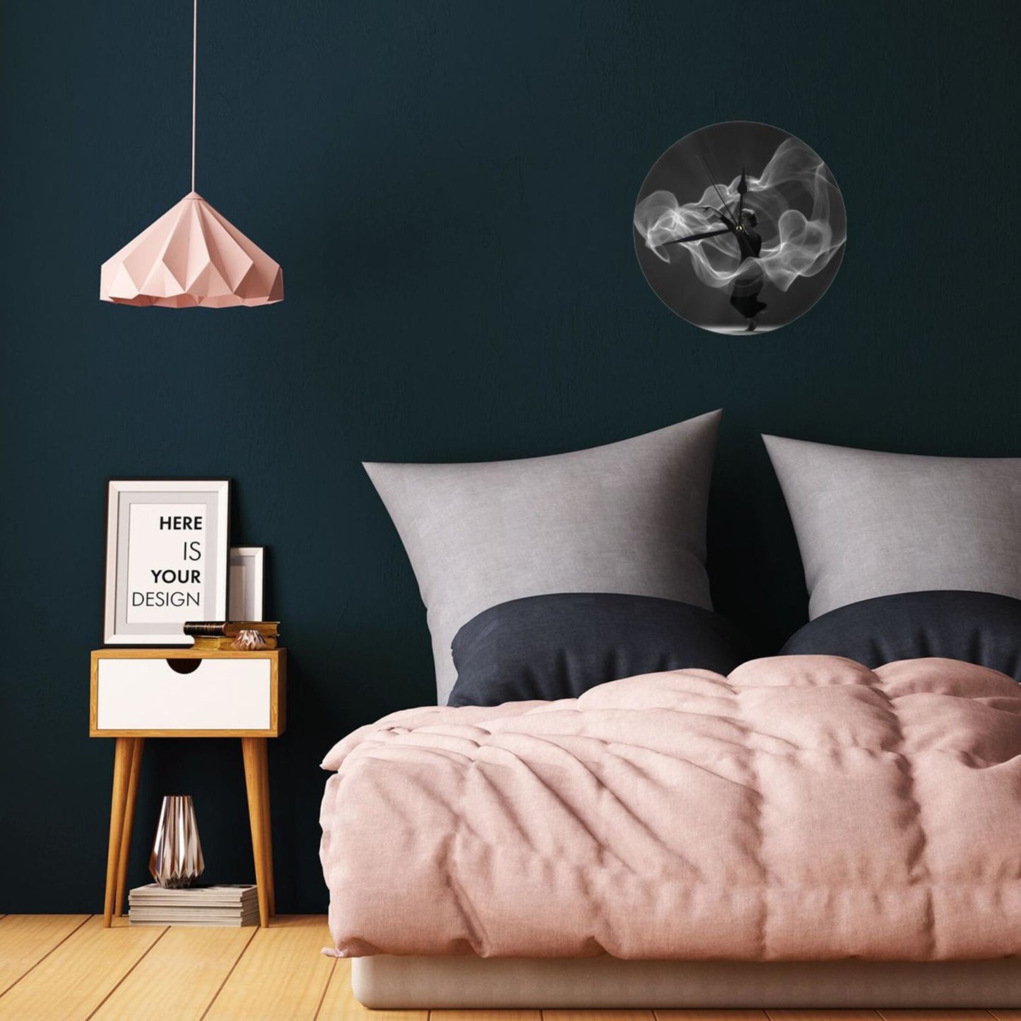 Round Wall Clock with Artistic Abstract Dancer Scene, Creative Silent Decorative Clock for Living Room & Study (Diameter 25cm)