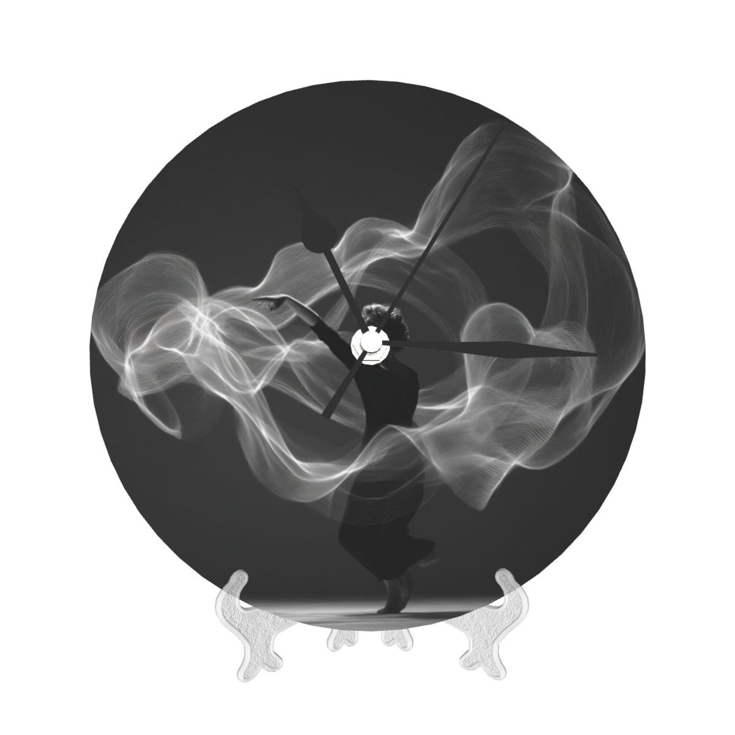 Round Wall Clock with Artistic Abstract Dancer Scene, Creative Silent Decorative Clock for Living Room & Study (Diameter 25cm)