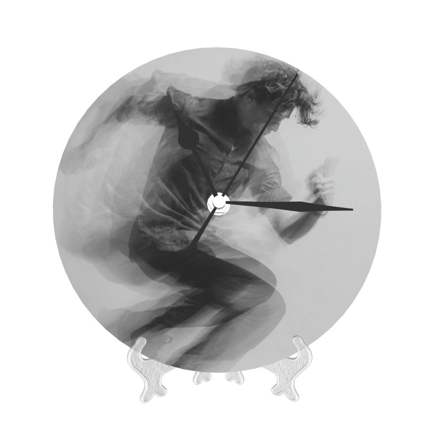Round Wall Clock with Dynamic Portrait Art Scene, Creative Silent Decorative Clock for Living Room & Study (Diameter 25cm)