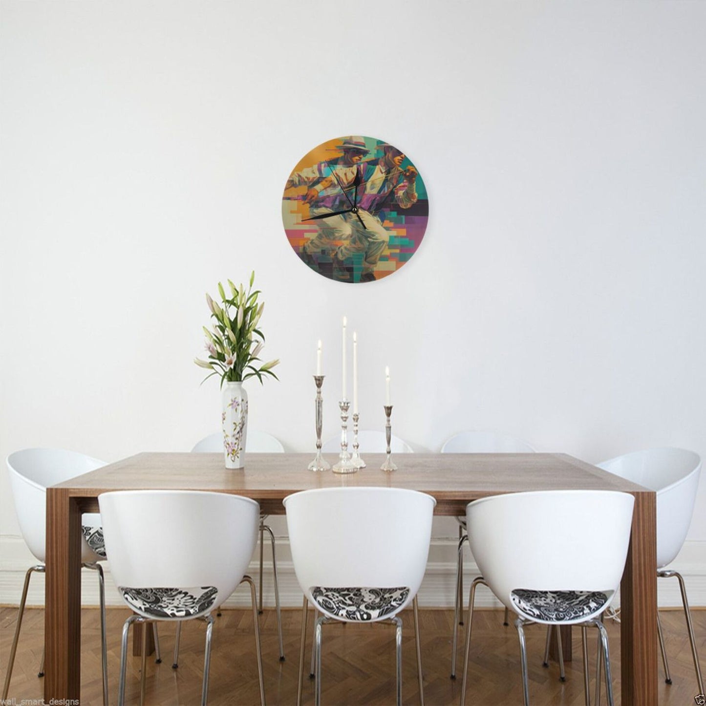 Round Wall Clock with Cyberpunk - Style Character Dynamic Scene, Creative Silent Decorative Clock for Living Room & Study (Diameter 25cm)