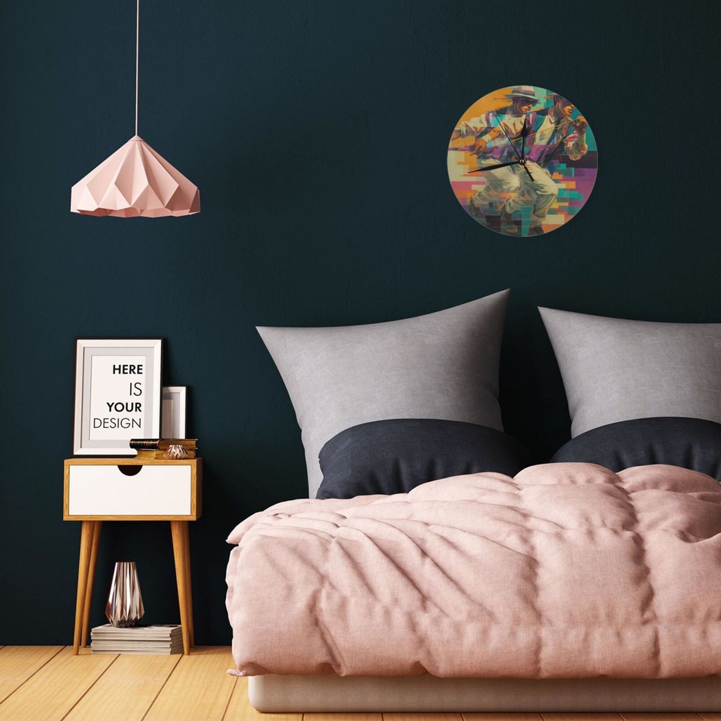 Round Wall Clock with Cyberpunk - Style Character Dynamic Scene, Creative Silent Decorative Clock for Living Room & Study (Diameter 25cm)
